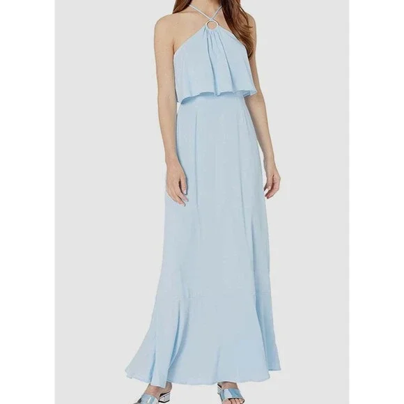 Wayf | Dresses | Wayf Womens Blue Solid Burke Popover Halter Aline Maxi  Dress Size M | Poshmark